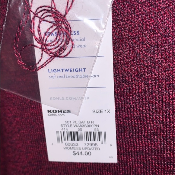 Apt 9 asymmetrical maroon long sleeve NWT - Picture 5 of 6